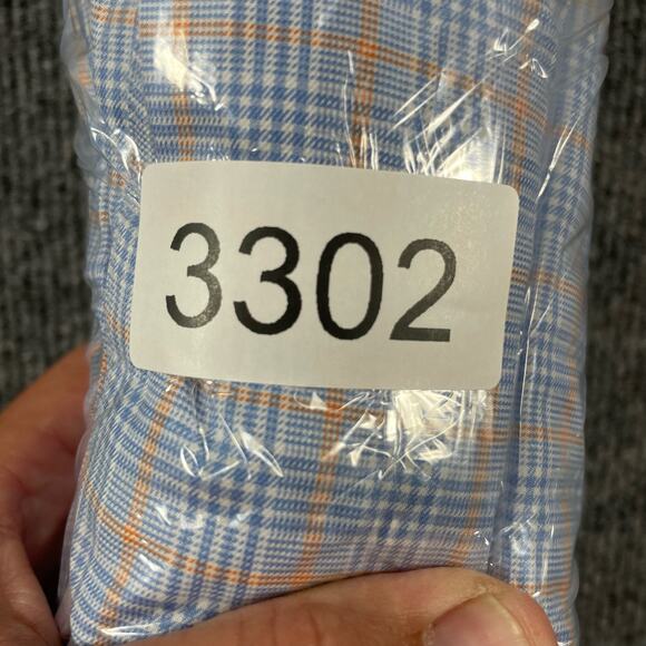 David Donahue Button Up Shirt Men's 17.5 34/35 Blue/Orange Tattersall Trim - Picture 12 of 12